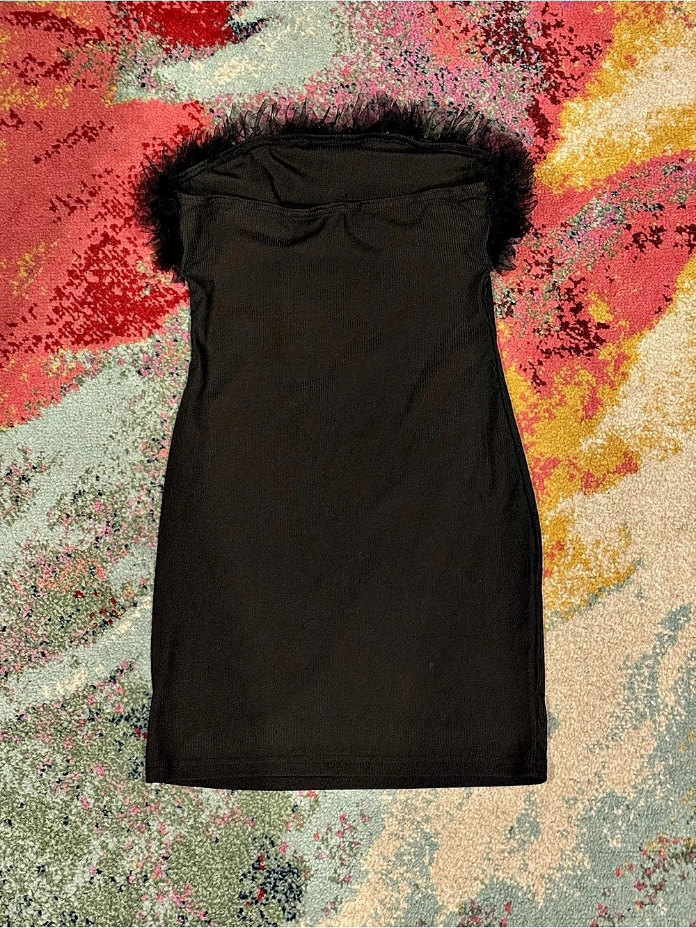 Black Ruffle Trim Mini Dress - Picture 4 of 4